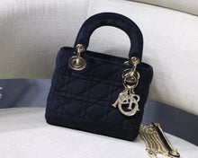 Load image into Gallery viewer, Dior Black Velvet Mini Lady Dior Bag With Chain
