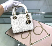Load image into Gallery viewer, Dior Lady Dior Mini Chain Bag In White Wavy Crinkled Lambskin
