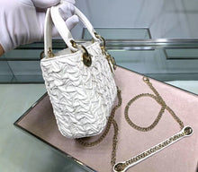 Load image into Gallery viewer, Dior Lady Dior Mini Chain Bag In White Wavy Crinkled Lambskin
