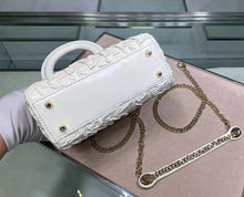 Load image into Gallery viewer, Dior Lady Dior Mini Chain Bag In White Wavy Crinkled Lambskin
