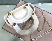 Load image into Gallery viewer, Dior Lady Dior Mini Chain Bag In White Wavy Crinkled Lambskin
