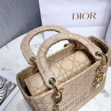 Load image into Gallery viewer, Dior Medium Lady D-Lite Bag In Beige Embroidered Canvas
