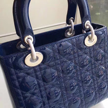 Load image into Gallery viewer, Dior Medium Lady Dior Bag In Blue Patent Leather
