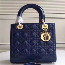 Load image into Gallery viewer, Dior Medium Lady Dior Bag In Blue Patent Leather
