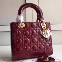 Load image into Gallery viewer, Dior Medium Lady Dior Bag In Bordeaux Patent Leather
