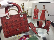 Load image into Gallery viewer, Dior Medium Lady Dior Bag In Red Studded Calfskin
