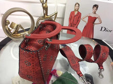 Load image into Gallery viewer, Dior Medium Lady Dior Bag In Red Studded Calfskin
