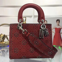 Load image into Gallery viewer, Dior Medium Lady Dior Bag In Red Studded Calfskin

