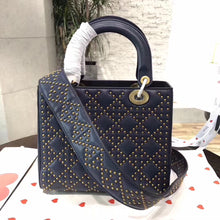 Load image into Gallery viewer, Dior Medium Supple Lady Dior Bag In Navy Studded Calfskin
