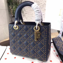 Load image into Gallery viewer, Dior Medium Supple Lady Dior Bag In Navy Studded Calfskin

