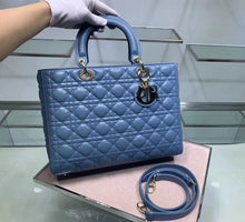 Load image into Gallery viewer, Dior Large Lady Dior Bag In Denim Blue Cannage Lambskin
