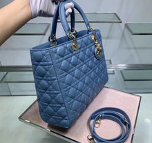 Load image into Gallery viewer, Dior Large Lady Dior Bag In Denim Blue Cannage Lambskin
