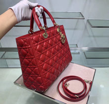 Load image into Gallery viewer, Dior Large Lady Dior Bag In Red Cannage Lambskin
