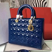 Load image into Gallery viewer, Dior Large Lady Dior Bag In Blue Patent Leather
