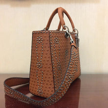 Load image into Gallery viewer, Dior Large Lady Dior Bag In Brown Studded Calfskin
