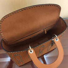 Load image into Gallery viewer, Dior Large Lady Dior Bag In Brown Studded Calfskin
