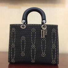 Load image into Gallery viewer, Dior Large Lady Dior Bag In Black Studded Calfskin
