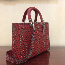 Load image into Gallery viewer, Dior Large Lady Dior Bag In Red Studded Calfskin
