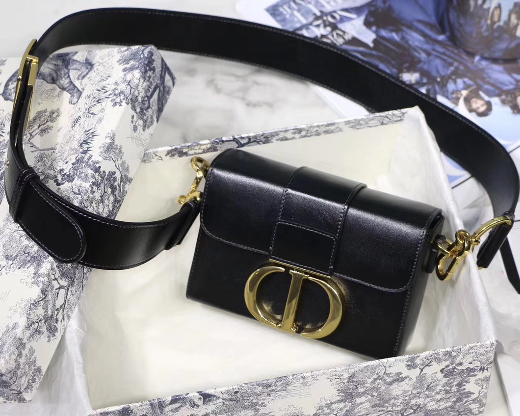 Dior 30 Montaigne Box Bag In Black Lambskin