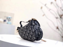Load image into Gallery viewer, Dior Mini Saddle Bag In Blue Oblique Jacquard Canvas
