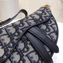 Load image into Gallery viewer, Dior Mini Saddle Bag In Blue Oblique Jacquard Canvas
