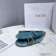 Load image into Gallery viewer, Dior Mini Saddle Bag In Sea Green Velvet
