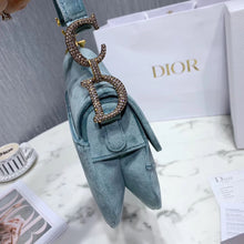 Load image into Gallery viewer, Dior Mini Saddle Bag In Sea Green Velvet
