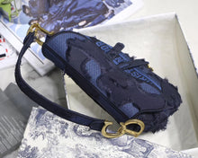 Load image into Gallery viewer, Dior Saddle Bag In Blue Camouflage Canvas
