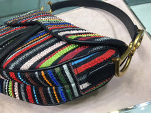 Load image into Gallery viewer, Dior Saddle Canvas Bag Embroidered With Multi-coloured Stripes
