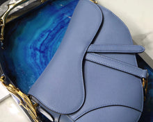 Load image into Gallery viewer, Dior Saddle Bag In Denim Blue Grained Calfskin
