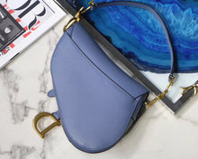 Load image into Gallery viewer, Dior Saddle Bag In Denim Blue Grained Calfskin
