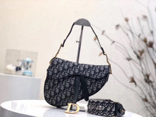 Load image into Gallery viewer, Dior Saddle Bag In Blue Oblique Jacquard Canvas
