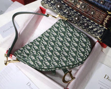 Load image into Gallery viewer, Dior Saddle Bag In Green Oblique Jacquard Canvas
