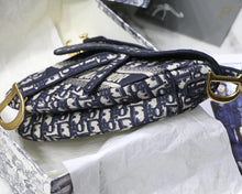 Load image into Gallery viewer, Dior Saddle Bag In Blue Oblique Embroidered Canvas
