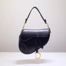Load image into Gallery viewer, Dior Saddle Bag In Black Calfskin With Threaded Edges
