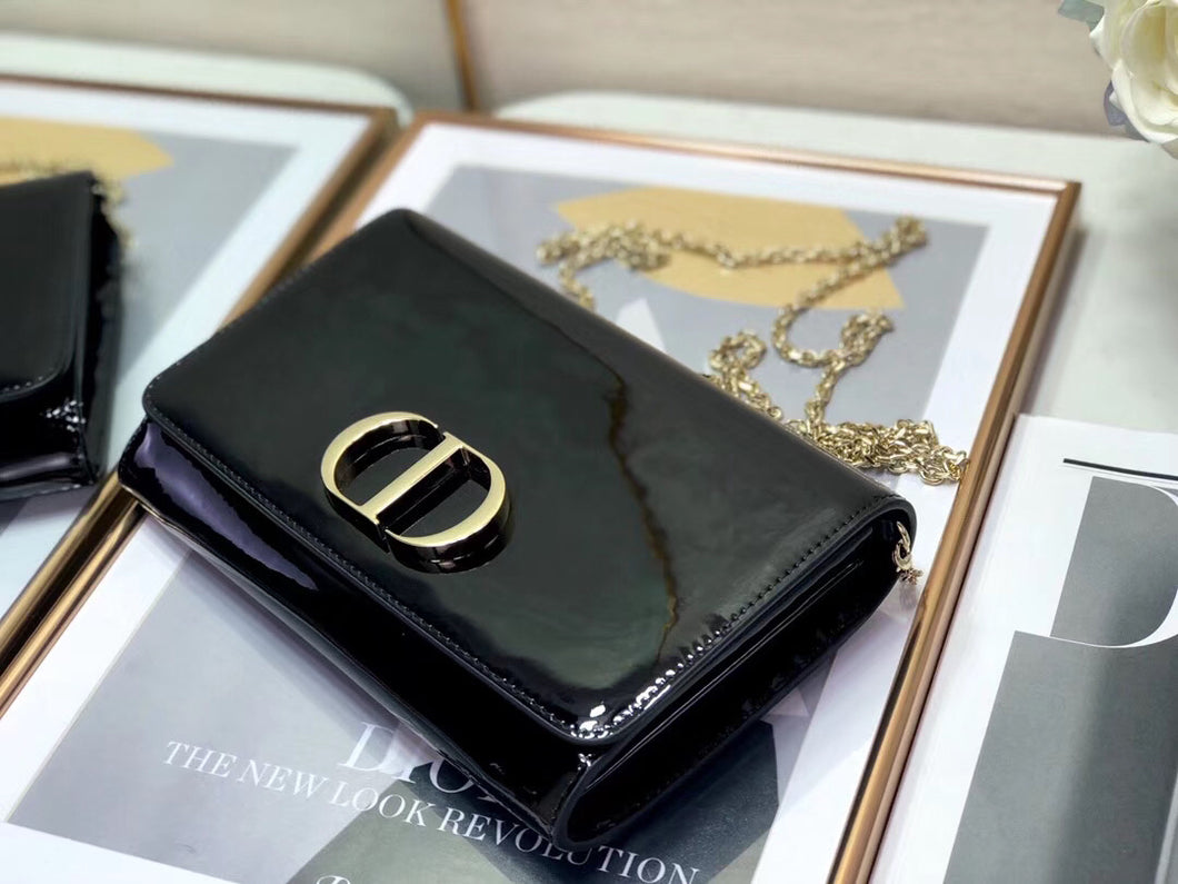 Dior Women's Black 30 Montaigne Patent Leather Card Holder – Luxuria & Co.