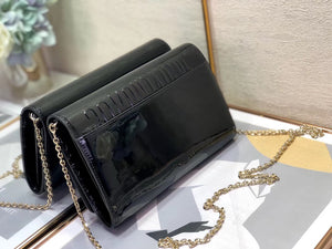 Dior Women's Black 30 Montaigne Patent Leather Card Holder