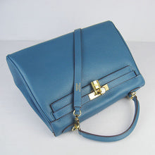 Load image into Gallery viewer, Hermes Kelly 32cm Togo Leather Handbag Blue/Golden
