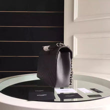 Load image into Gallery viewer, Yves Saint Laurent Large Monogram College Bag in Anthracite Goatskin
