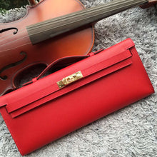 Load image into Gallery viewer, Hermes Red Handcrafted Kelly Cut Clutch
