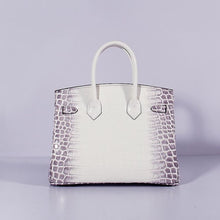 Load image into Gallery viewer, Hermes Birkin 30cm Crocodile Leather Bag With Strap Grey White Gold

