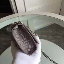 Load image into Gallery viewer, Yves Saint Laurent Small Monogram Satchel Bag In Grey Crocodile Leather
