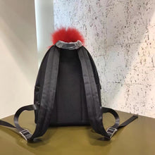 Load image into Gallery viewer, Fendi Black Bag Bugs Eyes Fox Fur Backpack
