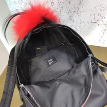 Load image into Gallery viewer, Fendi Black Bag Bugs Eyes Fox Fur Backpack
