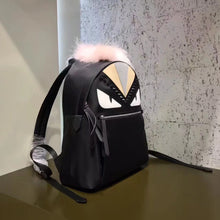 Load image into Gallery viewer, Fendi Black Bag Bugs Eyes Fox Fur Studs Backpack
