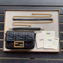 Load image into Gallery viewer, Fendi Black FF Motif Mini Baguette Bag

