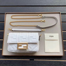 Load image into Gallery viewer, Fendi White FF Motif Mini Baguette Bag
