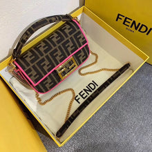 Load image into Gallery viewer, Fendi Mini Baguette Bag In FF Fabric With Fuchsia Trim
