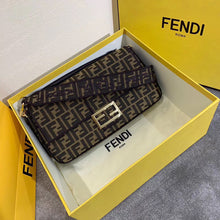 Load image into Gallery viewer, Fendi Baguette Large Bag In FF Fabric With Black Trim
