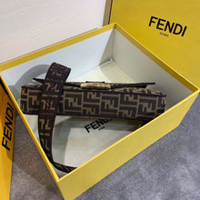 Load image into Gallery viewer, Fendi Baguette Large Bag In FF Fabric With Black Trim
